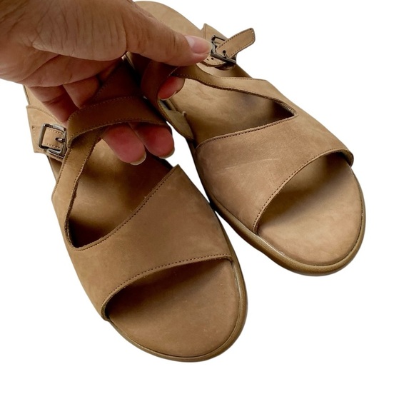 Munro American Sierra Tan Nubuck Leather Comfort Wedge Sandals Size 9 M - Picture 7 of 13